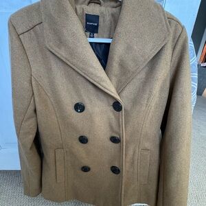 Rampage Women's Tan Double-Breasted Peacoat